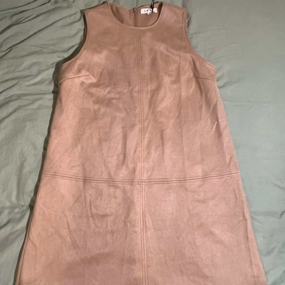 Elegant Tan Suede Sleeveless Dress